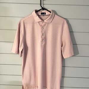 Men’s Stitch Golf Polo. Size - M/L. Pink with white stripes.